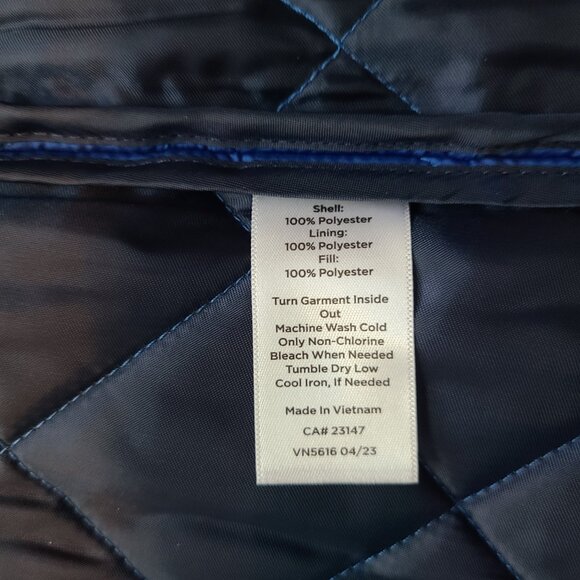 Talbots Petite P Bright Blue Button Closure Puffer Coat Jacket No Collar - Picture 5 of 6